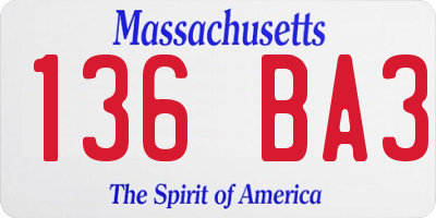 MA license plate 136BA3