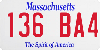 MA license plate 136BA4