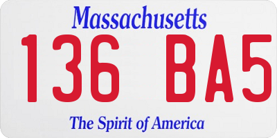 MA license plate 136BA5