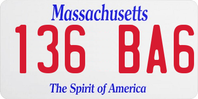 MA license plate 136BA6
