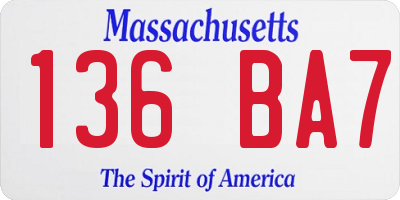 MA license plate 136BA7