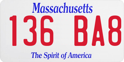 MA license plate 136BA8