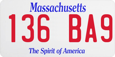 MA license plate 136BA9