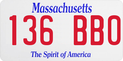 MA license plate 136BB0