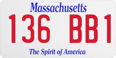 MA license plate 136BB1