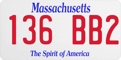 MA license plate 136BB2
