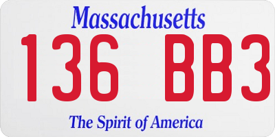 MA license plate 136BB3