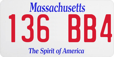 MA license plate 136BB4