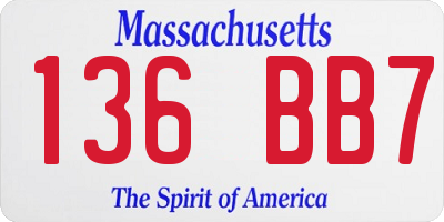 MA license plate 136BB7