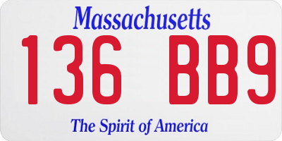 MA license plate 136BB9