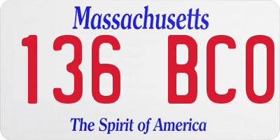 MA license plate 136BC0