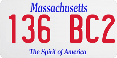 MA license plate 136BC2