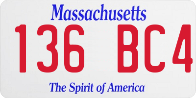 MA license plate 136BC4