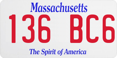 MA license plate 136BC6