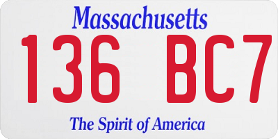 MA license plate 136BC7