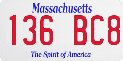 MA license plate 136BC8