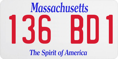 MA license plate 136BD1