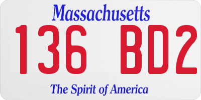 MA license plate 136BD2