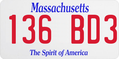 MA license plate 136BD3