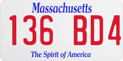 MA license plate 136BD4