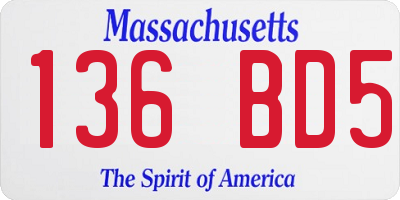 MA license plate 136BD5