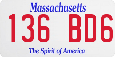 MA license plate 136BD6