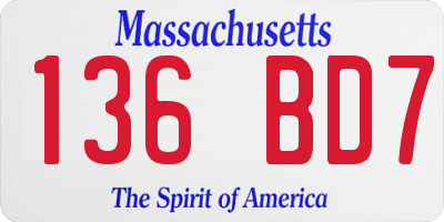 MA license plate 136BD7