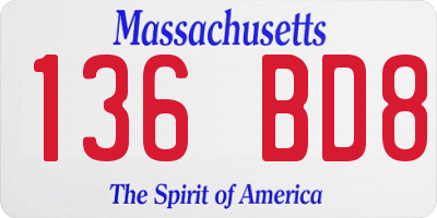 MA license plate 136BD8