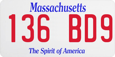 MA license plate 136BD9
