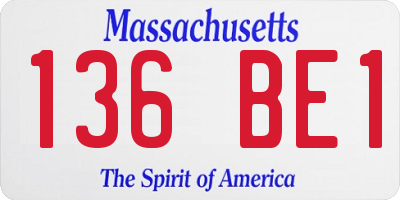 MA license plate 136BE1