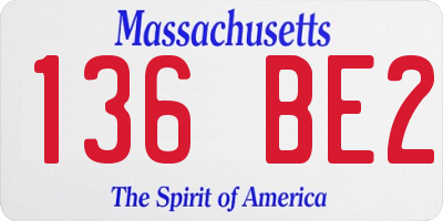 MA license plate 136BE2