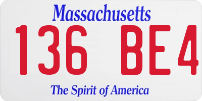 MA license plate 136BE4