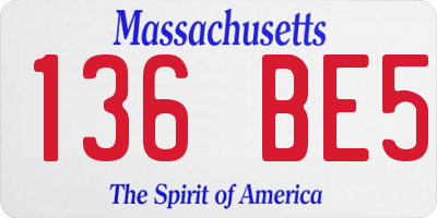 MA license plate 136BE5