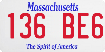 MA license plate 136BE6