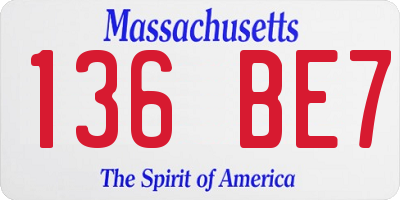 MA license plate 136BE7