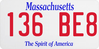 MA license plate 136BE8