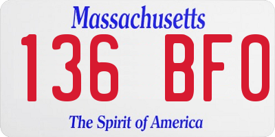 MA license plate 136BF0