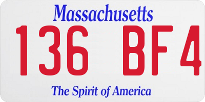 MA license plate 136BF4