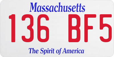 MA license plate 136BF5