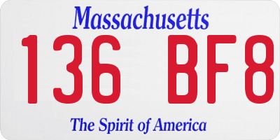 MA license plate 136BF8