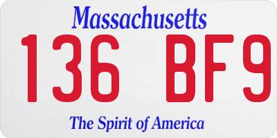 MA license plate 136BF9