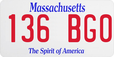 MA license plate 136BG0