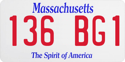 MA license plate 136BG1