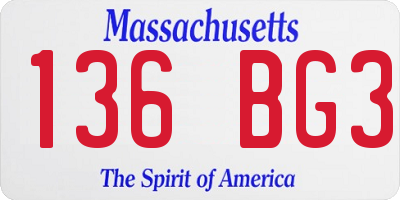 MA license plate 136BG3