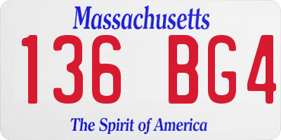 MA license plate 136BG4
