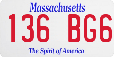 MA license plate 136BG6