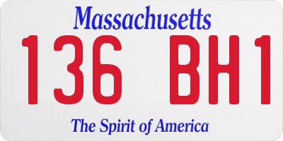 MA license plate 136BH1