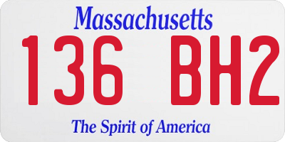 MA license plate 136BH2