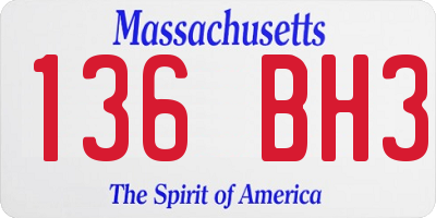 MA license plate 136BH3