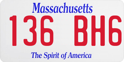 MA license plate 136BH6